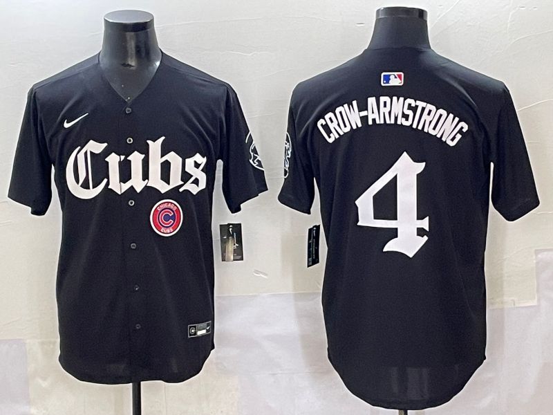 Men 2025 Chicago Cubs #4 Crow-Armstrong Black Five generations Joint Name Nike MLB Jersey style 17->chicago cubs->MLB Jersey